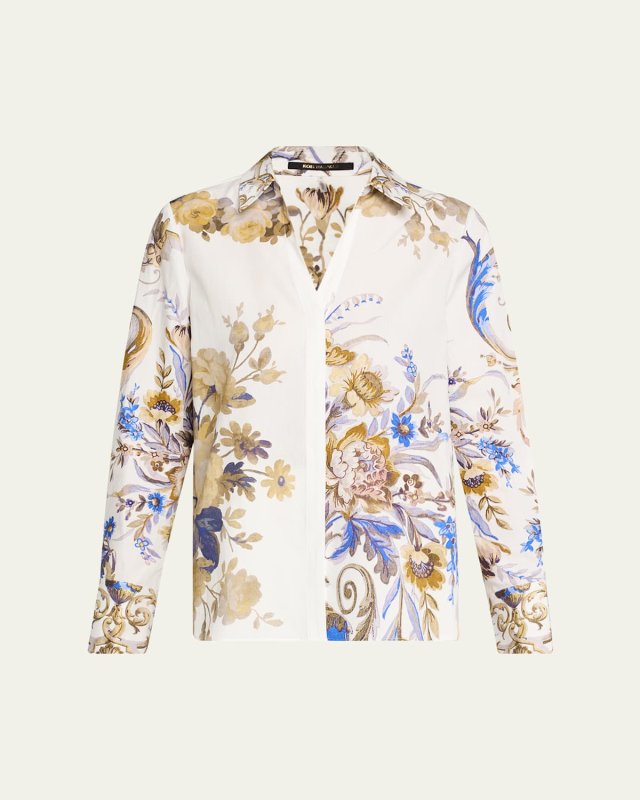 Laurent Floral-Print Cotton Blous